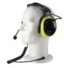 HS-GLPMRI2W : Casque antibruit avec microphone flexible et câble avec PTT pour radios PMR ICOM, double broche (jack 3,5 et 2,5), noir et jaune
