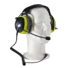 HS-GLPMRI2W : Casque antibruit avec microphone flexible et câble avec PTT pour radios PMR ICOM, double broche (jack 3,5 et 2,5), noir et jaune