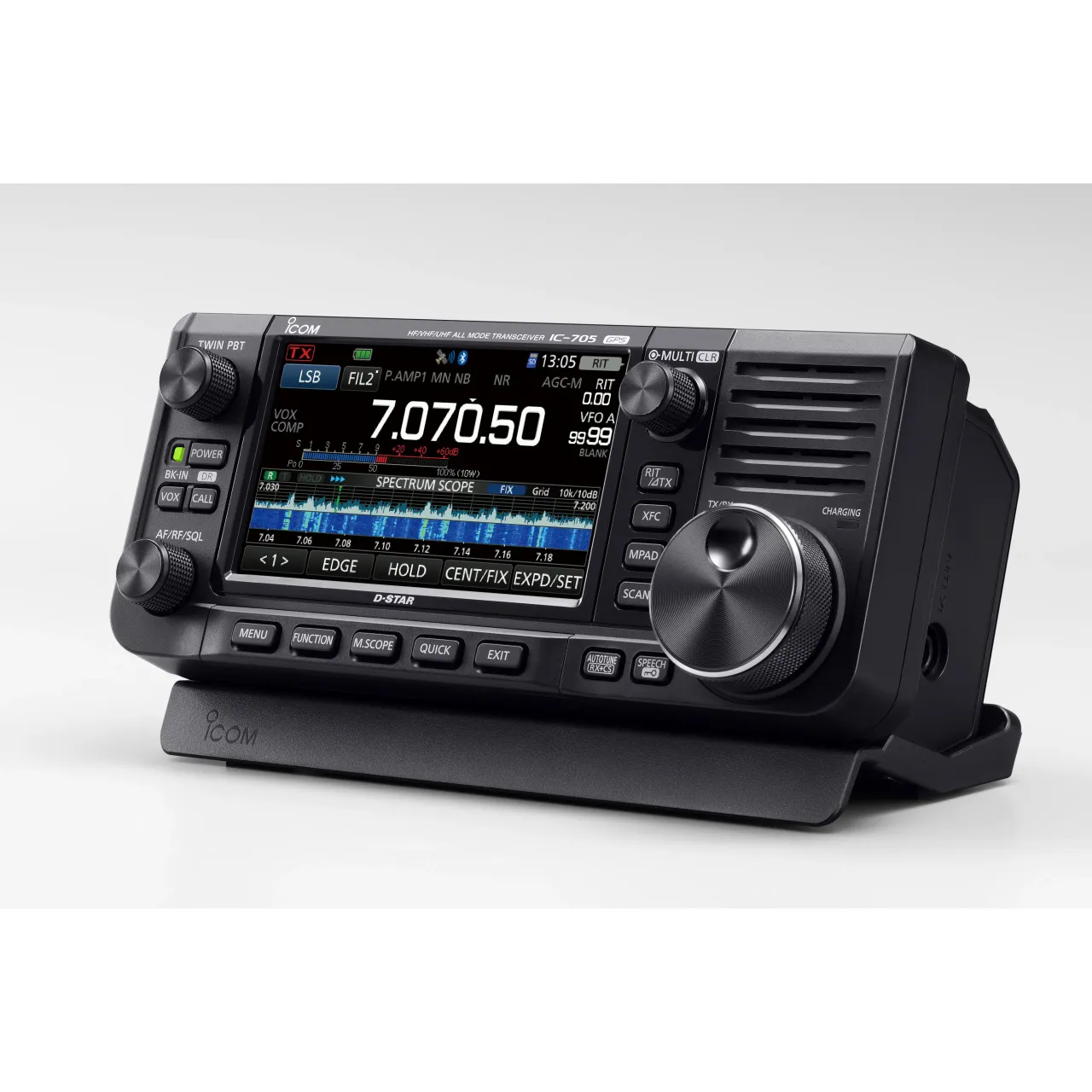 IC-705 présenté avec support MBF-705